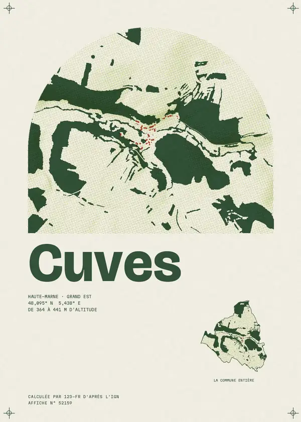 Affiche de Cuves, calculée par 123-fr d'après l'IGN