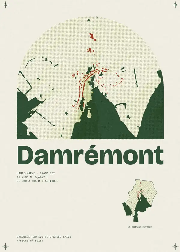 Affiche de Damrémont, calculée par 123-fr d'après l'IGN