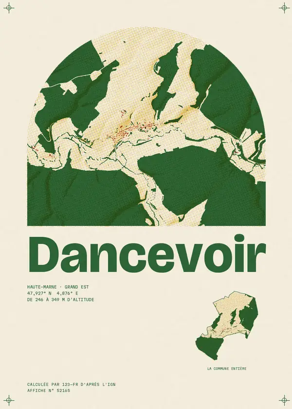Affiche de Dancevoir, calculée par 123-fr d'après l'IGN