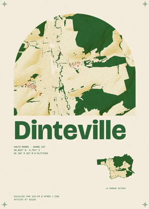 Affiche de Dinteville, calculée par 123-fr d'après l'IGN