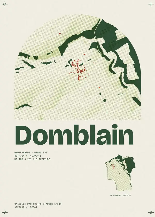 Affiche de Domblain, calculée par 123-fr d'après l'IGN