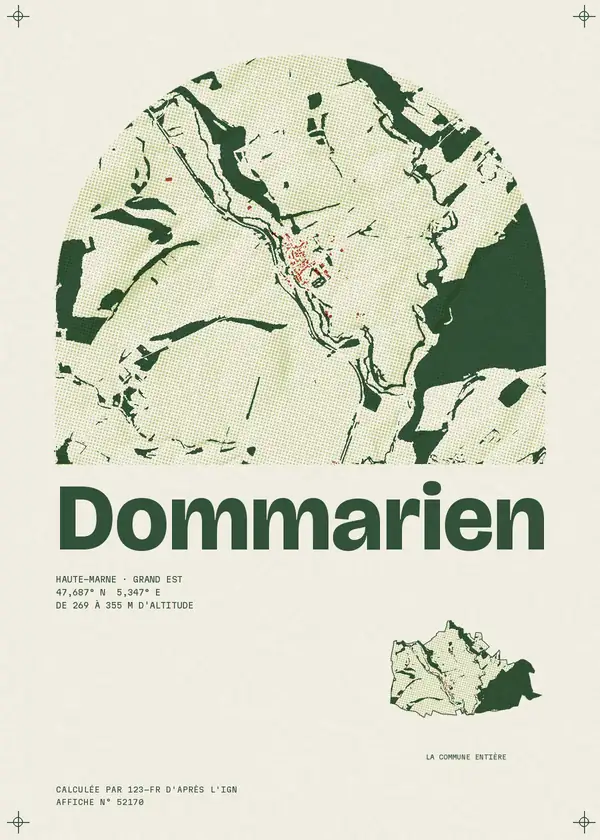 Affiche de Dommarien, calculée par 123-fr d'après l'IGN