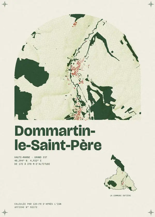 Affiche de Dommartin-le-Saint-Père, calculée par 123-fr d'après l'IGN