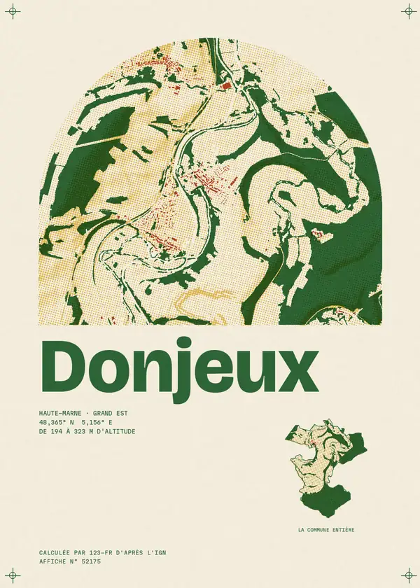 Affiche de Donjeux, calculée par 123-fr d'après l'IGN