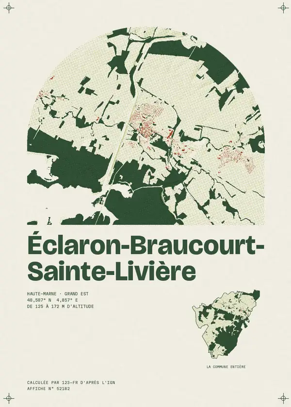 Affiche de Éclaron-Braucourt-Sainte-Livière, calculée par 123-fr d'après l'IGN