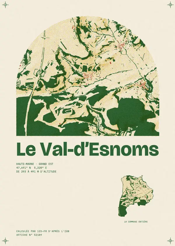 Affiche de Le Val-d'Esnoms, calculée par 123-fr d'après l'IGN