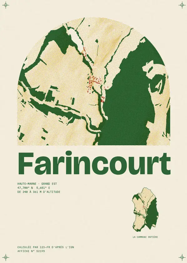 Affiche de Farincourt, calculée par 123-fr d'après l'IGN