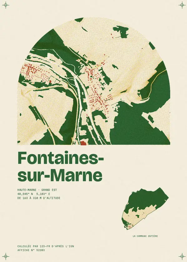 Affiche de Fontaines-sur-Marne, calculée par 123-fr d'après l'IGN