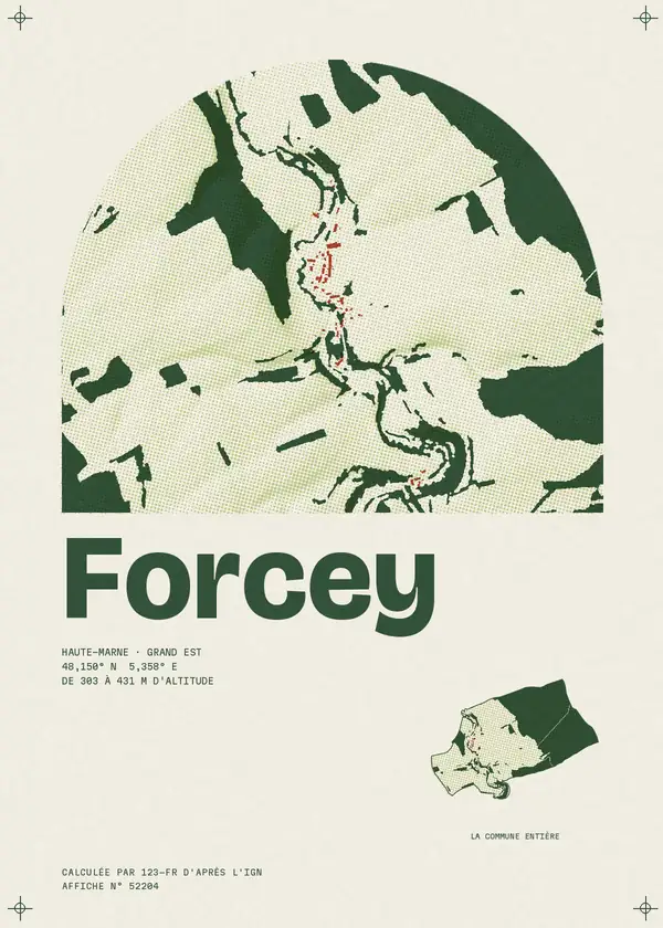 Affiche de Forcey, calculée par 123-fr d'après l'IGN