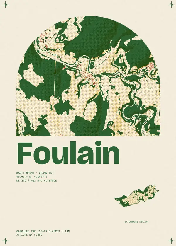 Affiche de Foulain, calculée par 123-fr d'après l'IGN