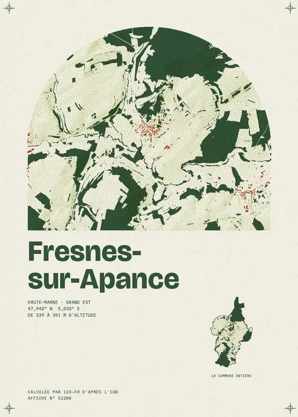 Affiche de Fresnes-sur-Apance, calculée par 123-fr d'après l'IGN