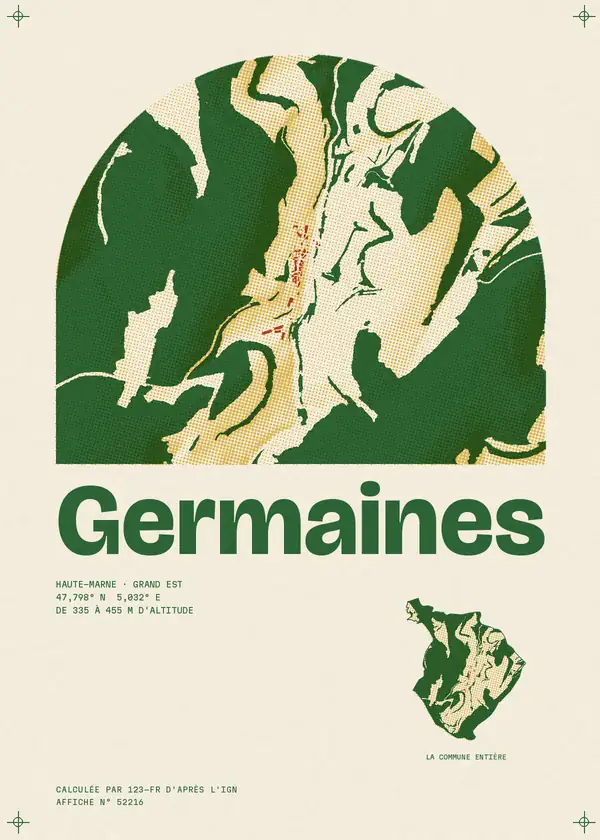 Affiche de Germaines, calculée par 123-fr d'après l'IGN