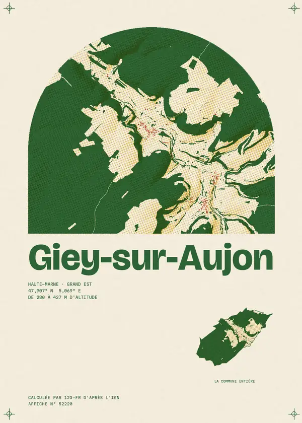 Affiche de Giey-sur-Aujon, calculée par 123-fr d'après l'IGN