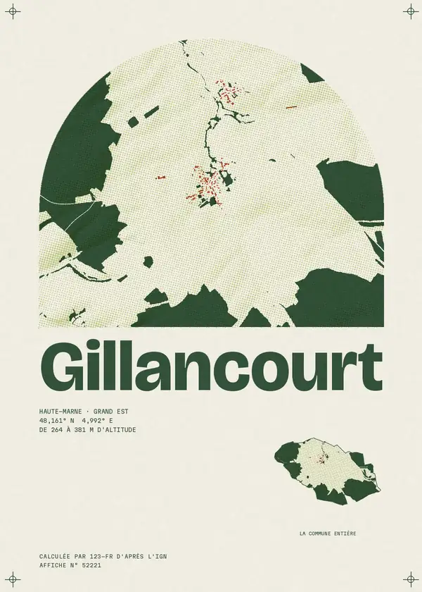 Affiche de Gillancourt, calculée par 123-fr d'après l'IGN