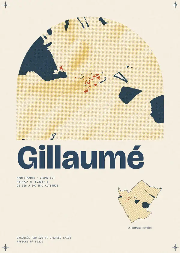 Affiche de Gillaumé, calculée par 123-fr d'après l'IGN