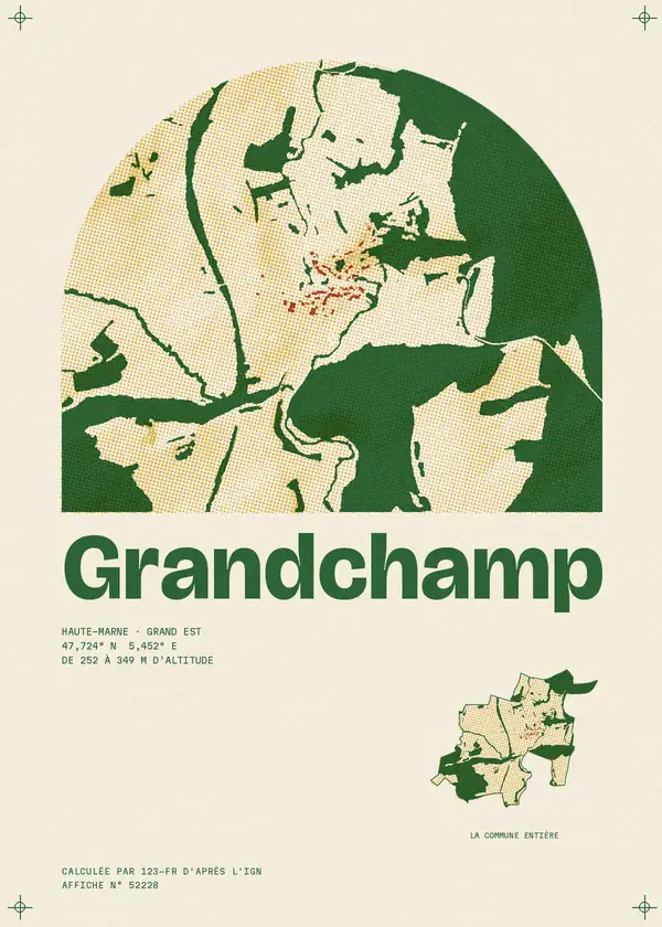 Affiche de Grandchamp, calculée par 123-fr d'après l'IGN