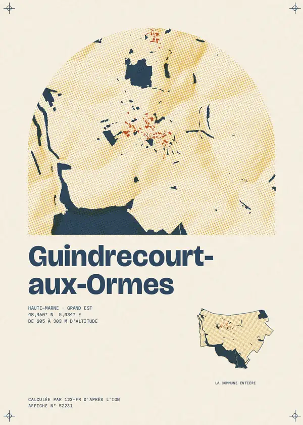 Affiche de Guindrecourt-aux-Ormes, calculée par 123-fr d'après l'IGN