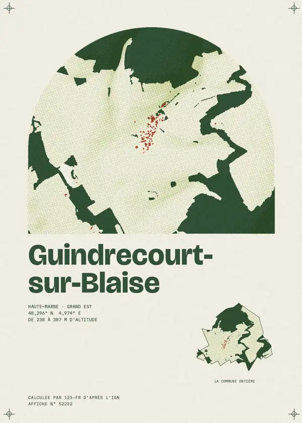 Affiche de Guindrecourt-sur-Blaise, calculée par 123-fr d'après l'IGN