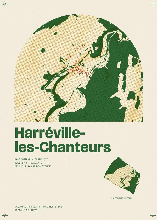 Affiche de Harréville-les-Chanteurs, calculée par 123-fr d'après l'IGN