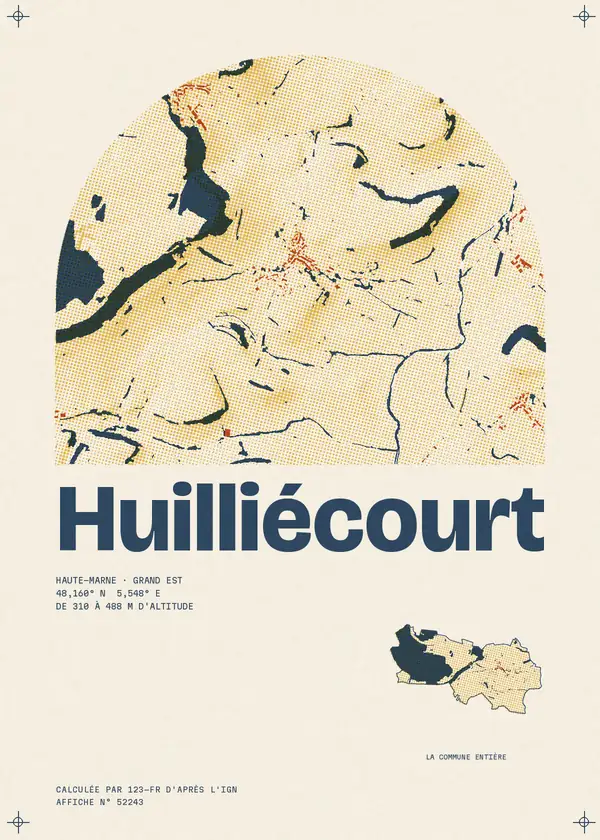 Affiche de Huilliécourt, calculée par 123-fr d'après l'IGN