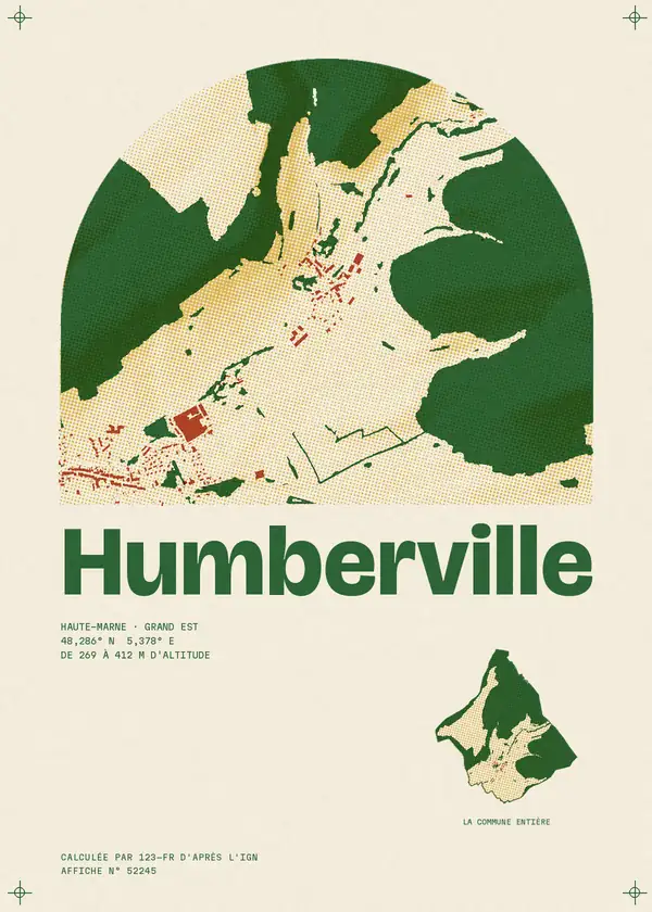 Affiche de Humberville, calculée par 123-fr d'après l'IGN
