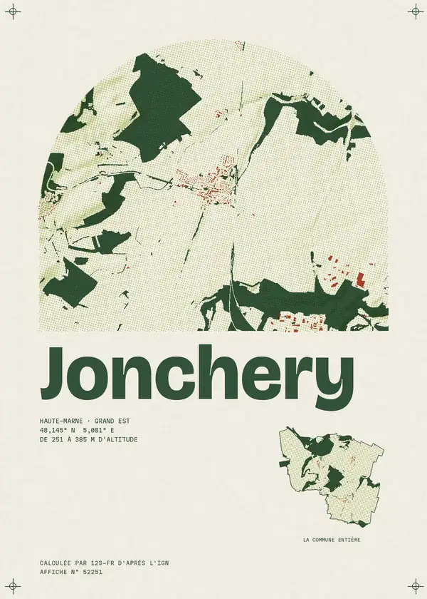 Affiche de Jonchery, calculée par 123-fr d'après l'IGN