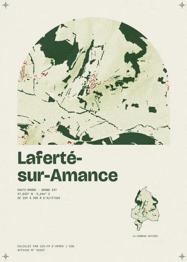 Affiche de Laferté-sur-Amance, calculée par 123-fr d'après l'IGN