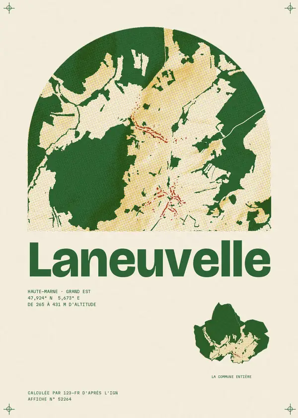Affiche de Laneuvelle, calculée par 123-fr d'après l'IGN