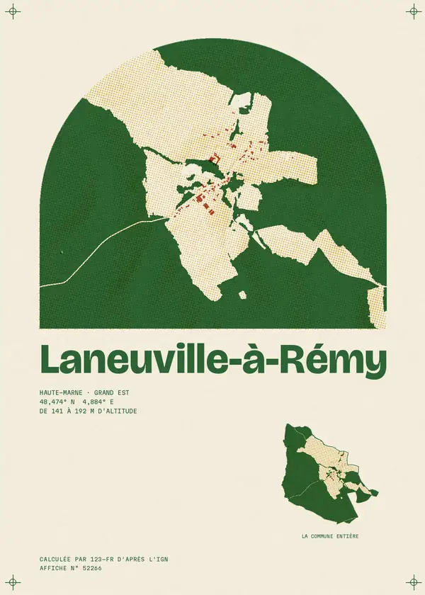 Affiche de Laneuville-à-Rémy, calculée par 123-fr d'après l'IGN