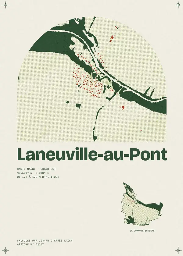Affiche de Laneuville-au-Pont, calculée par 123-fr d'après l'IGN