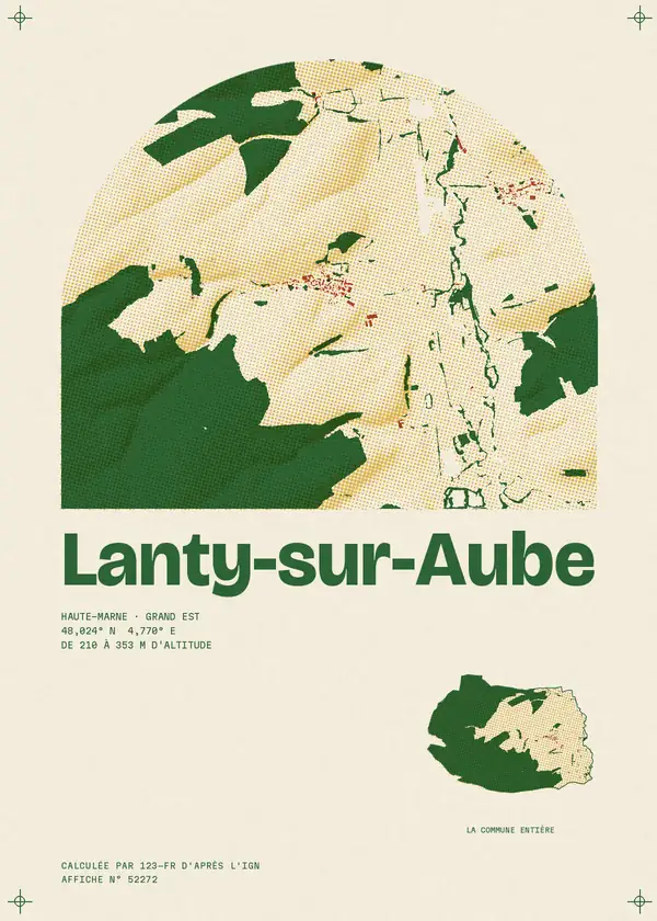 Affiche de Lanty-sur-Aube, calculée par 123-fr d'après l'IGN