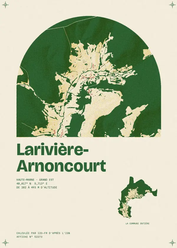 Affiche de Larivière-Arnoncourt, calculée par 123-fr d'après l'IGN