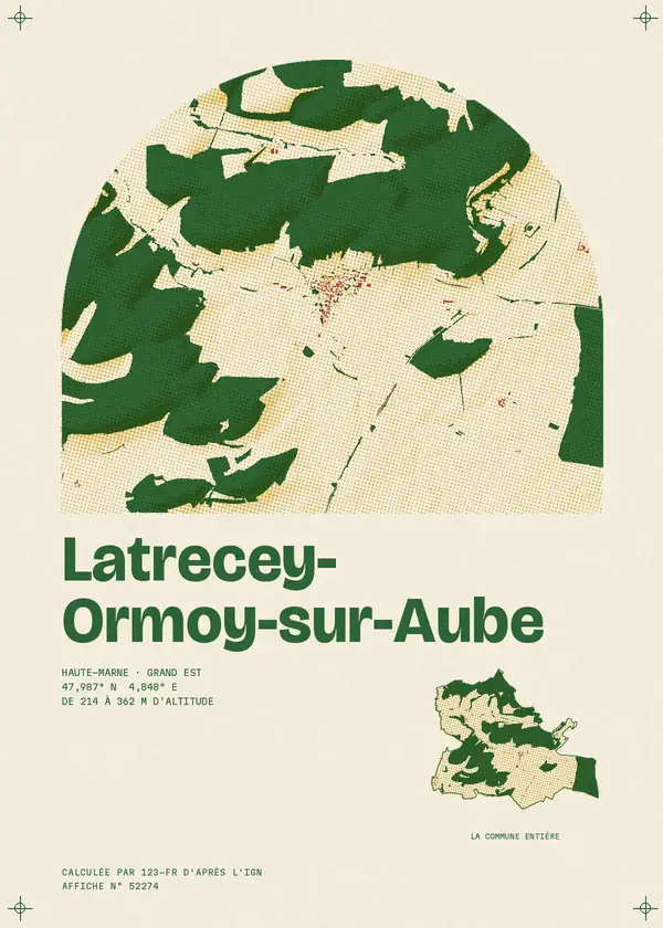 Affiche de Latrecey-Ormoy-sur-Aube, calculée par 123-fr d'après l'IGN