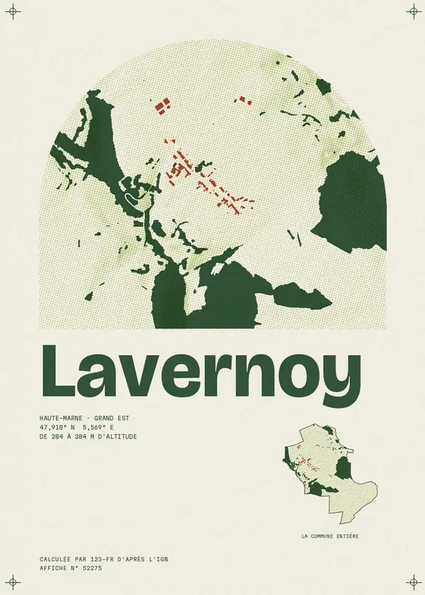 Affiche de Lavernoy, calculée par 123-fr d'après l'IGN