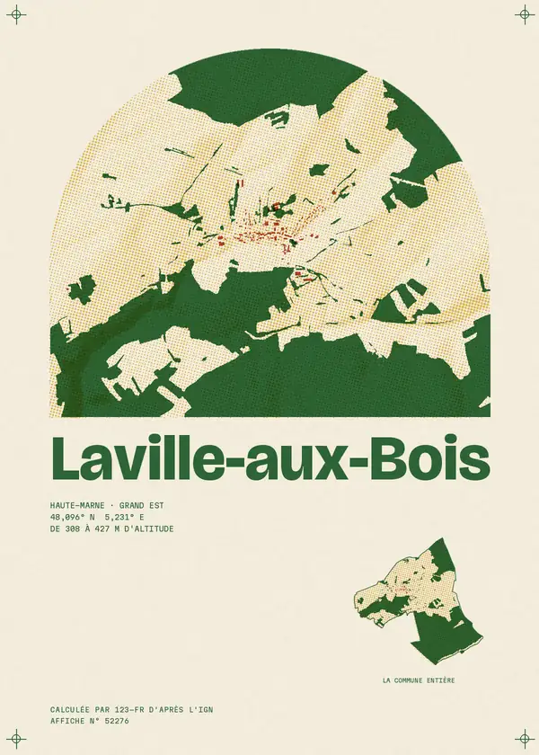 Affiche de Laville-aux-Bois, calculée par 123-fr d'après l'IGN