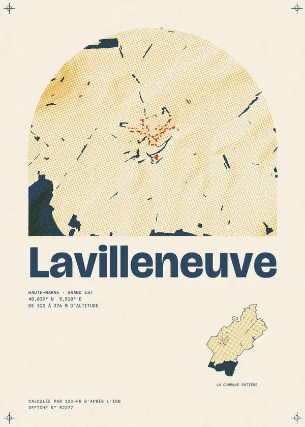 Affiche de Lavilleneuve, calculée par 123-fr d'après l'IGN
