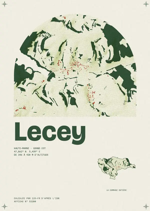 Affiche de Lecey, calculée par 123-fr d'après l'IGN