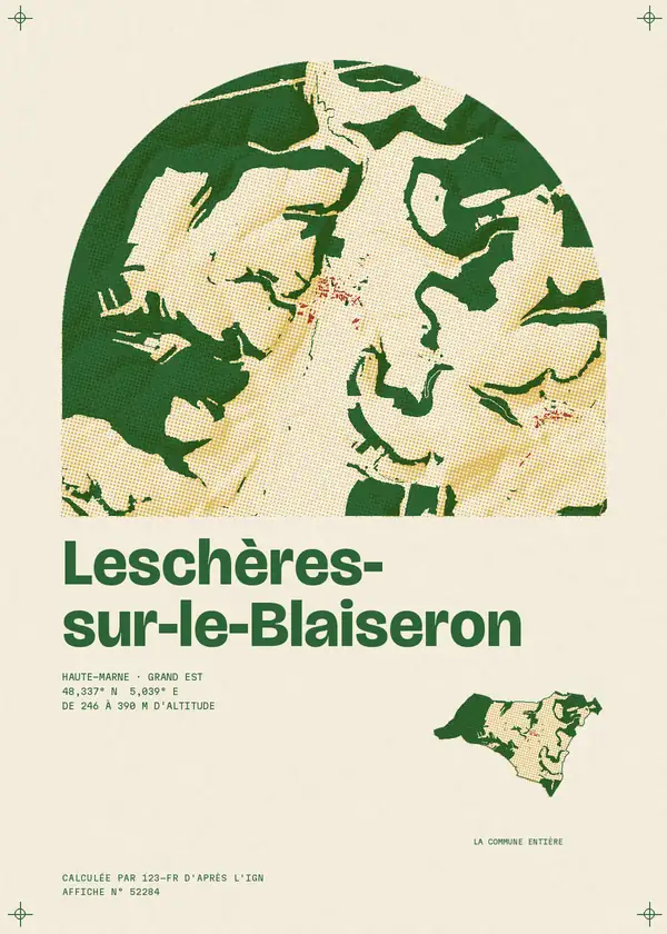 Affiche de Leschères-sur-le-Blaiseron, calculée par 123-fr d'après l'IGN