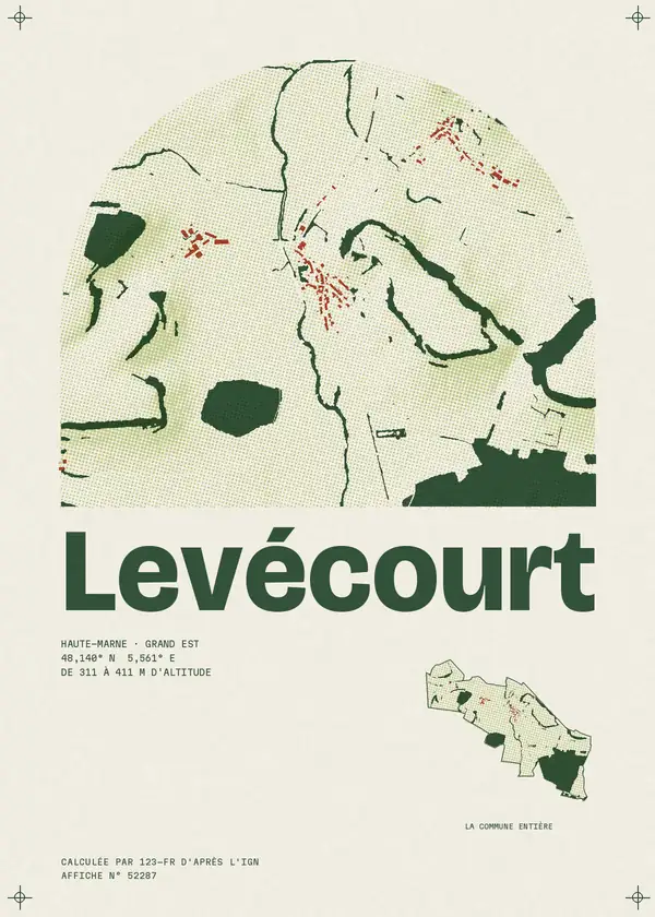 Affiche de Levécourt, calculée par 123-fr d'après l'IGN