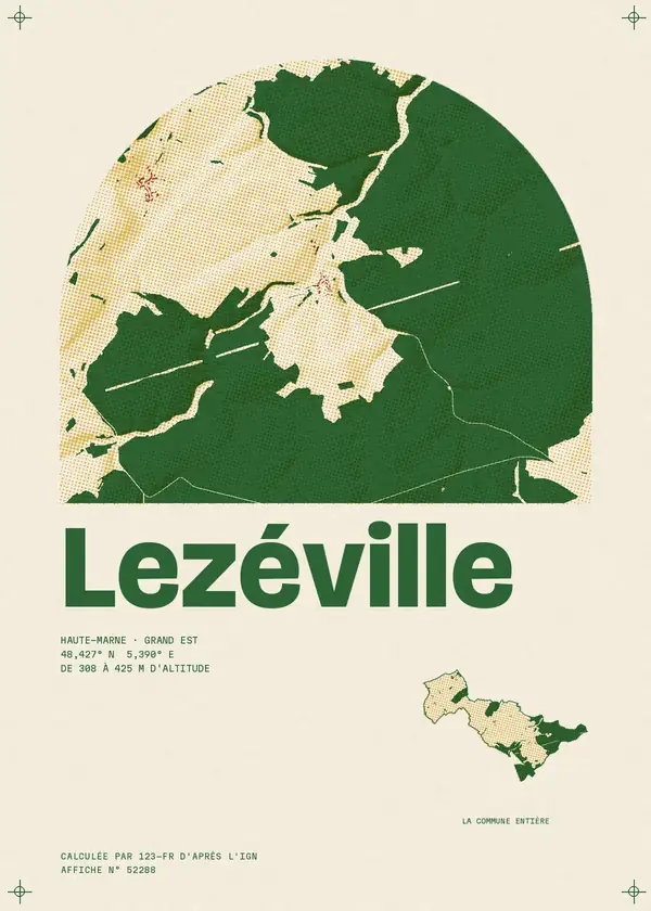 Affiche de Lezéville, calculée par 123-fr d'après l'IGN