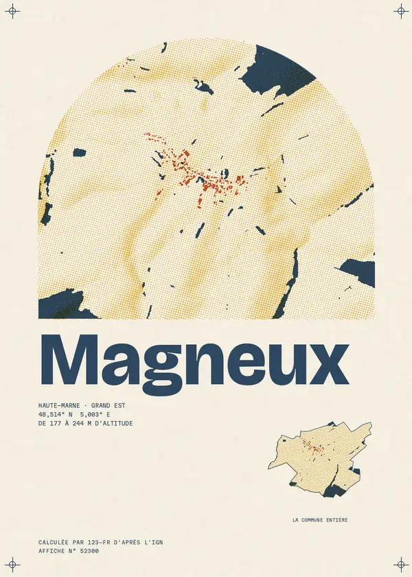 Affiche de Magneux, calculée par 123-fr d'après l'IGN