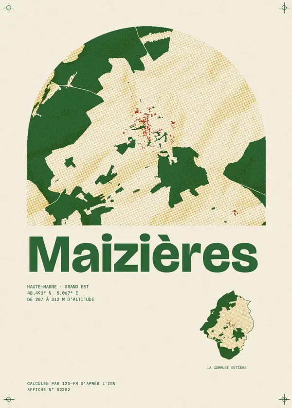 Affiche de Maizières, calculée par 123-fr d'après l'IGN
