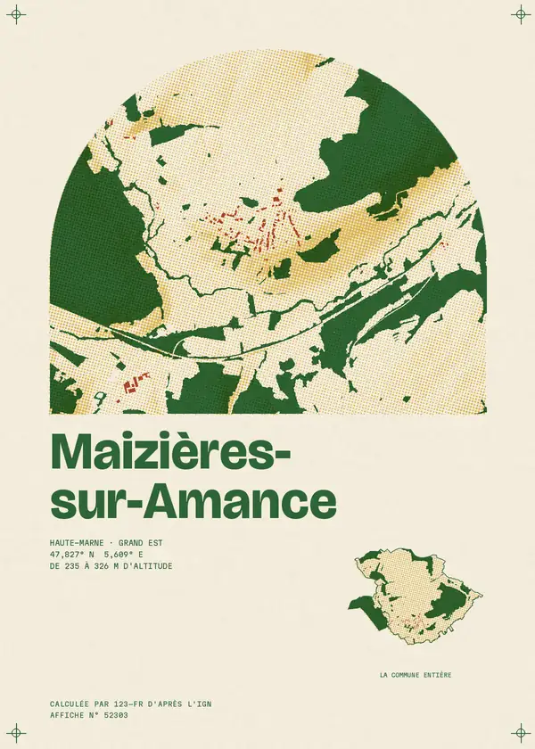Affiche de Maizières-sur-Amance, calculée par 123-fr d'après l'IGN