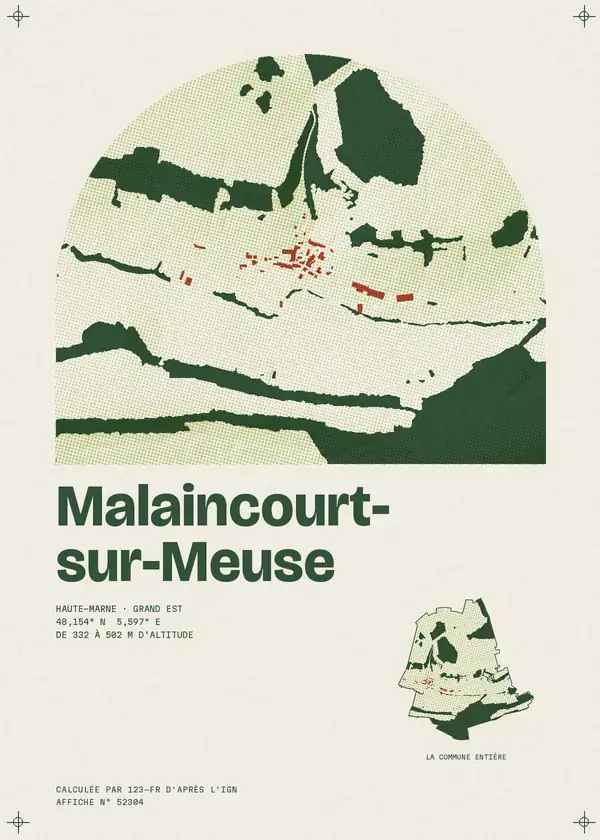 Affiche de Malaincourt-sur-Meuse, calculée par 123-fr d'après l'IGN
