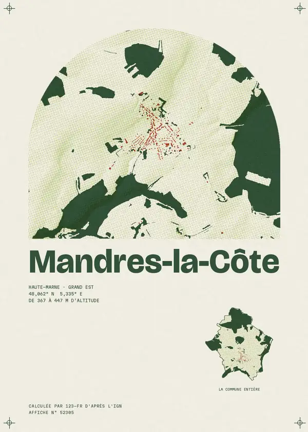 Affiche de Mandres-la-Côte, calculée par 123-fr d'après l'IGN