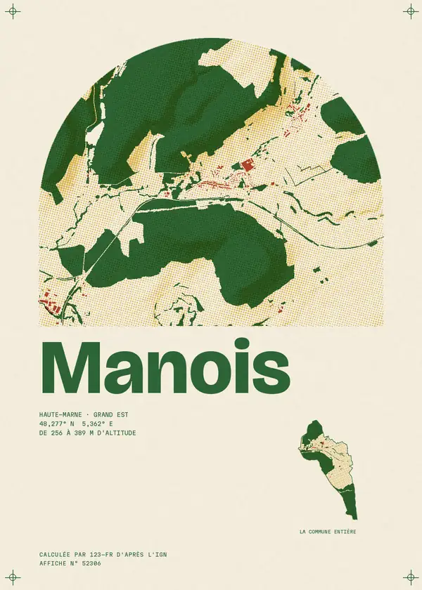 Affiche de Manois, calculée par 123-fr d'après l'IGN