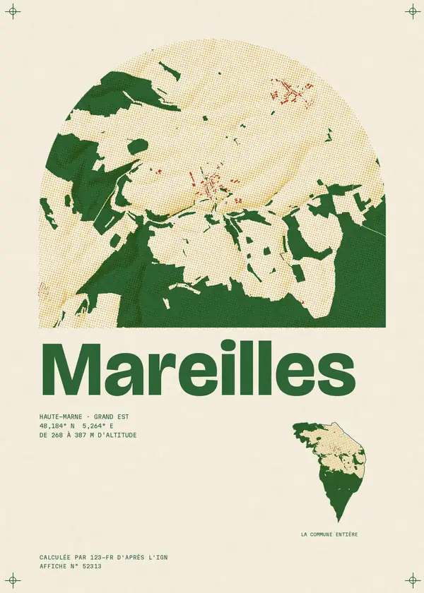 Affiche de Mareilles, calculée par 123-fr d'après l'IGN