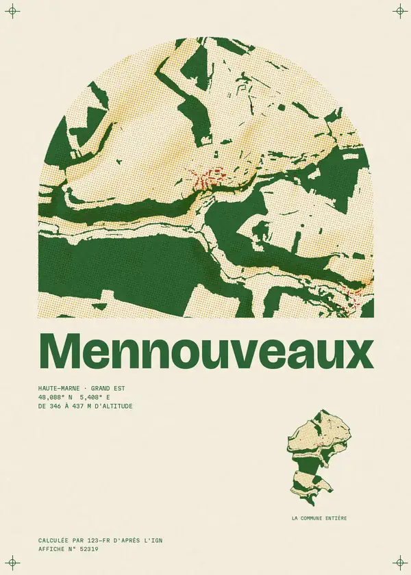 Affiche de Mennouveaux, calculée par 123-fr d'après l'IGN