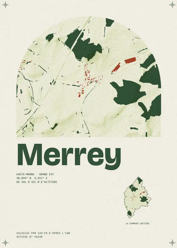 Affiche de Merrey, calculée par 123-fr d'après l'IGN
