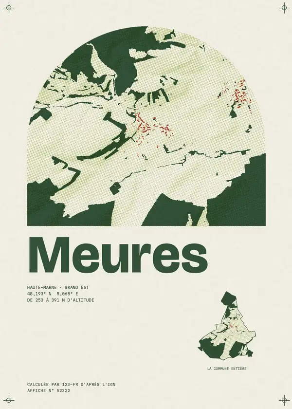 Affiche de Meures, calculée par 123-fr d'après l'IGN